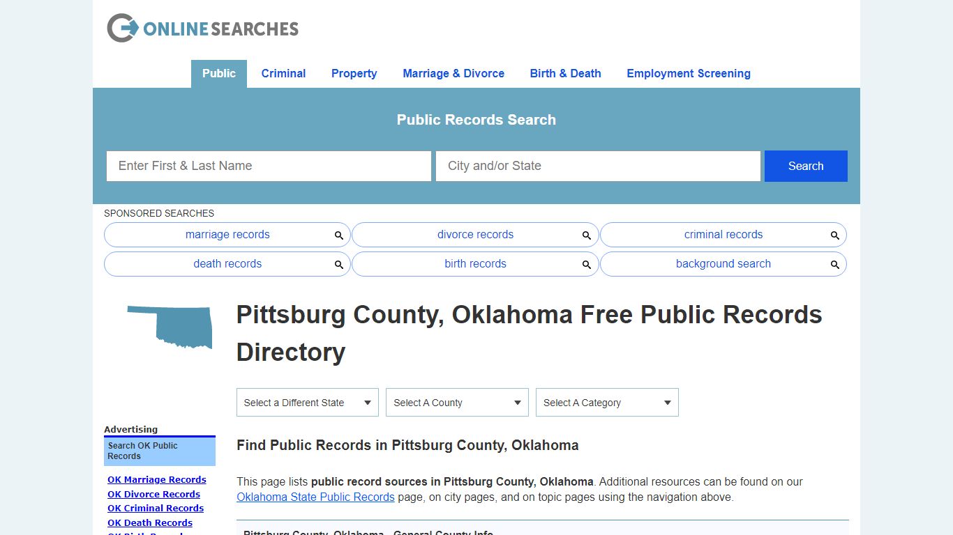 Pittsburg County, Oklahoma Public Records Directory