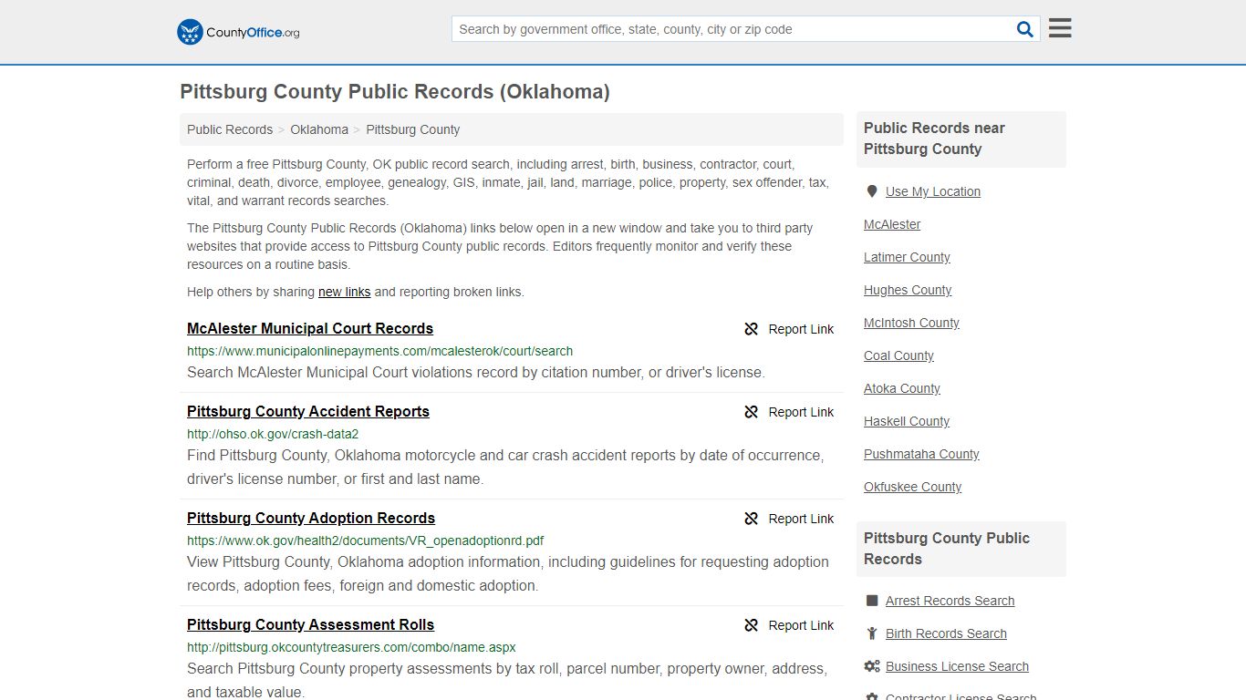 Public Records - Pittsburg County, OK (Business, Criminal ...